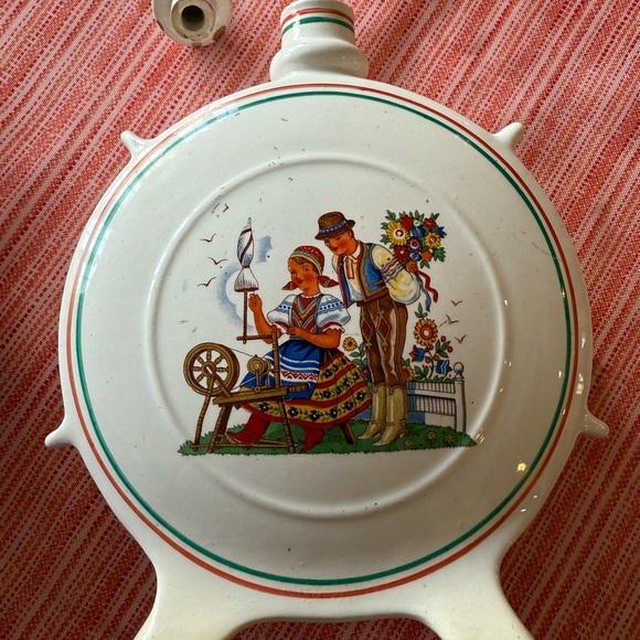 Pair of Vintage Granit Hungary Pottery Folk Art Flasks - Picture 6 of 9